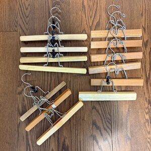 Set of Thirteen Wooden Pant and Skirt Clamp Hangers